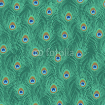 Naklejki Peacock feather seamless pattern. Vector illustration