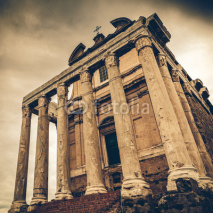 Fototapety Vintage Faustina in the Roman Forum in Rome, Italy, converted to