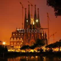 Naklejki Color toned night image of Sagrada Familia