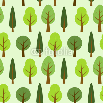 Cute seamless pattern with various trees