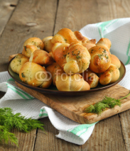 Naklejki Garlic bread buns seasoned with dill