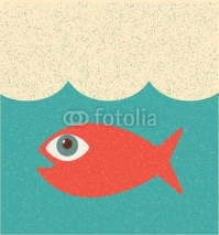 Naklejki Fish. Retro poster