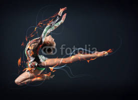 Fototapety Young woman in gymnast suit posing