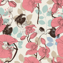 Obrazy i plakaty Retro pattern flower orchid vector