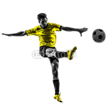 Naklejki brazilian soccer football player young man kicking silhouette