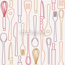 Naklejki Kitchen utensils - seamless pattern