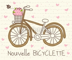 Fototapety vector cute bicycle with basket