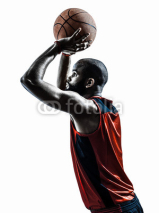 Naklejki african man basketball player free throw silhouette