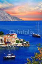 Naklejki sailing in Greek islands. Symi. Dodecanes