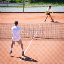 Naklejki male tennis match competition on sand court