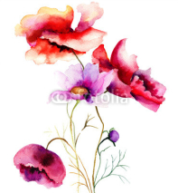 Naklejki Watercolor illustration with flowers