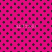 Obrazy i plakaty Seamless vector pattern black polka dots pink background