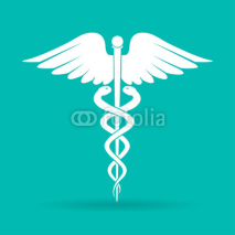 Naklejki caduceus medical symbol (emblem for drugstore or medicine, medical sign, symbol of pharmacy, pharmacy snake symbol)