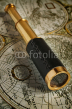 Naklejki Ancient brass telescope