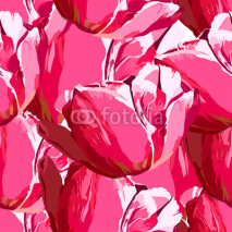 Fototapety Vector tulip hand drawn illustration seamless on background.