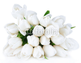 Naklejki Beautiful bouquet of white tulips isolated on white