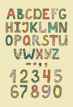 Naklejki Hand drawn alphabet ABS letters