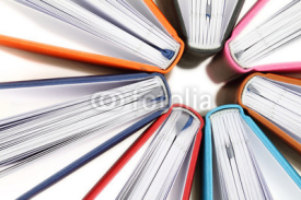 Fototapety Top view of colorful books in a circle on white background