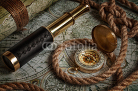 Fototapety Nautical background with a navigation tools