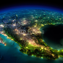 Naklejki Night Earth. A piece of North America - Mexico