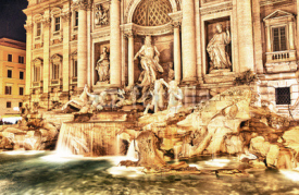 Fototapety Wonderful night colors of Trevi Fountain - Rome, Italy