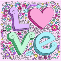 Fototapety Valentine Love Heart Notebook Doodles