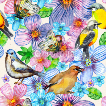 Naklejki floral seamless texture of watercolor