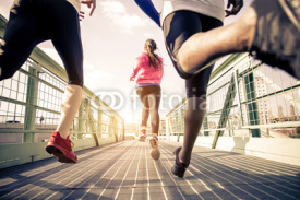 Naklejki Joggers running outdoors