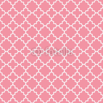 Naklejki Traditional quatrefoil lattice pattern outline. Pink quatrefoil background. Vector illustration. 
