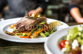 Fototapety Tuna stake with grilled vegetables