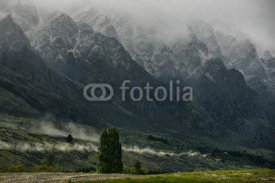 Naklejki mountain peak in the mist, beautiful landscape