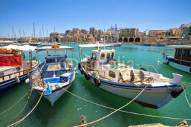 Naklejki Boats in the old port of Heraklion. Crete, Greece.