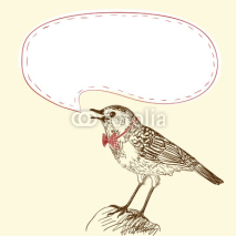 Fototapety Illustration of singing bird with your text