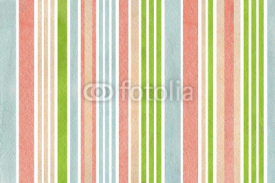 Fototapety Watercolor green, pink, beige and blue striped background.
