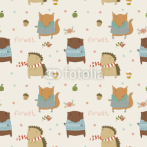 Obrazy i plakaty Cute seamless pattern with wild animals
