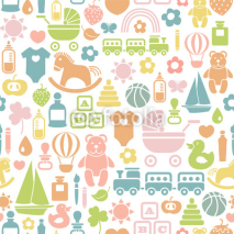 Obrazy i plakaty seamless pattern with colorful baby icons