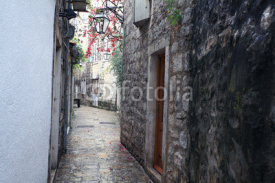 Fototapety paved street stone walls Europe