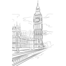 Fototapety Vector drawing of Big Ben Tower, London, UK