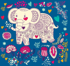 Naklejki Vector holiday illustration with elephant