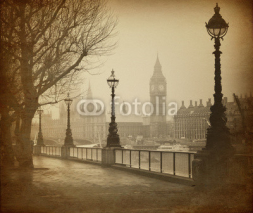 Naklejki Rysunek z Big Benem w tle w stylu retro/vintage