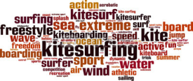 Obrazy i plakaty Kitesurfing word cloud concept. Vector illustration