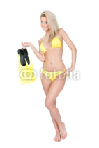 Obrazy i plakaty Beautiful young woman in bikini with snorkel