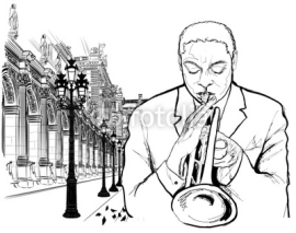 Fototapety Trumpet player in Paris