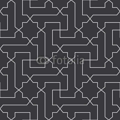 Seamless black and white classical arabic diagonal cross and star pattern vector