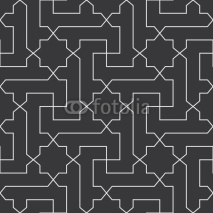 Naklejki Seamless black and white classical arabic diagonal cross and star pattern vector