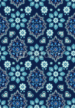 Fototapety navy floral bandana vector ~ seamless background