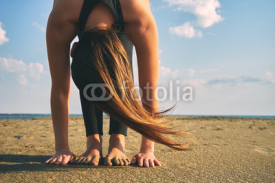 Naklejki Woman practicing yoga in various poses (asana)