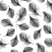 Naklejki Seamless pattern with hand-drawn feathers.