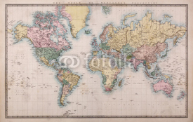 Fototapety Stara antyczna mapa świata w odwzorowaniu walcowym