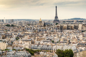 Naklejki Panorama Paryża z wieżą Eiffla